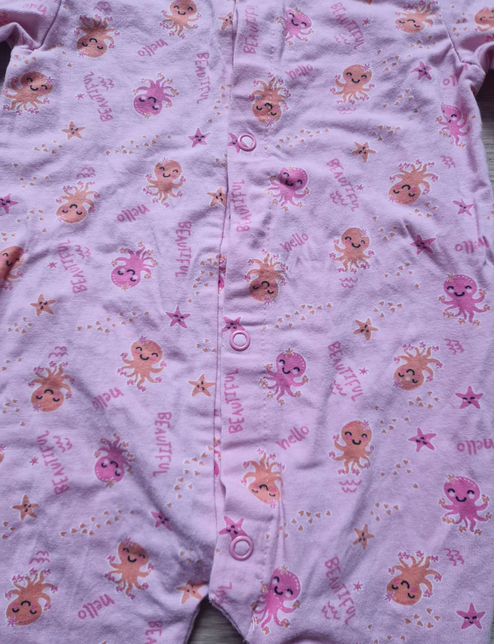 🐙 Pijama de verão para bebê menina – motivo polvo – rosa – tamanho 3-6 meses – bom estado – photo 2